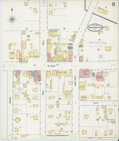 Sanborn Fire Insurance Map from Huntington, Suffolk County, New York (1892), Sheet #0003 - Historic Sanborn Fire Insurance Map Print, vintage old map wall art, antique decor, genealogy gift, New York New York map