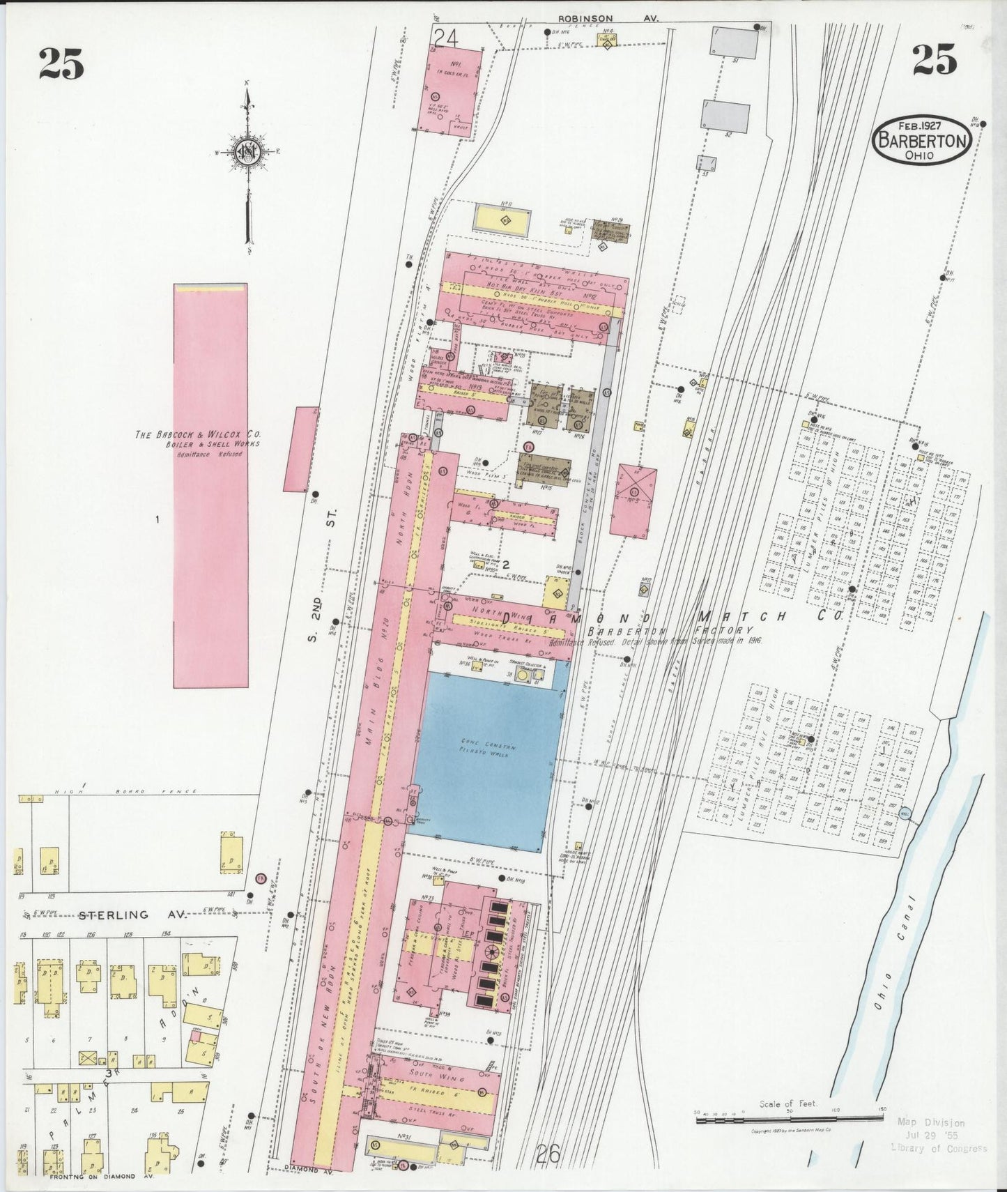 Sanborn Fire Insurance Map from Barberton, Summit County, Ohio (1927), Sheet #0025 - Complete Map Set gallery image, historic Sanborn map, vintage wall art, Ohio Ohio
