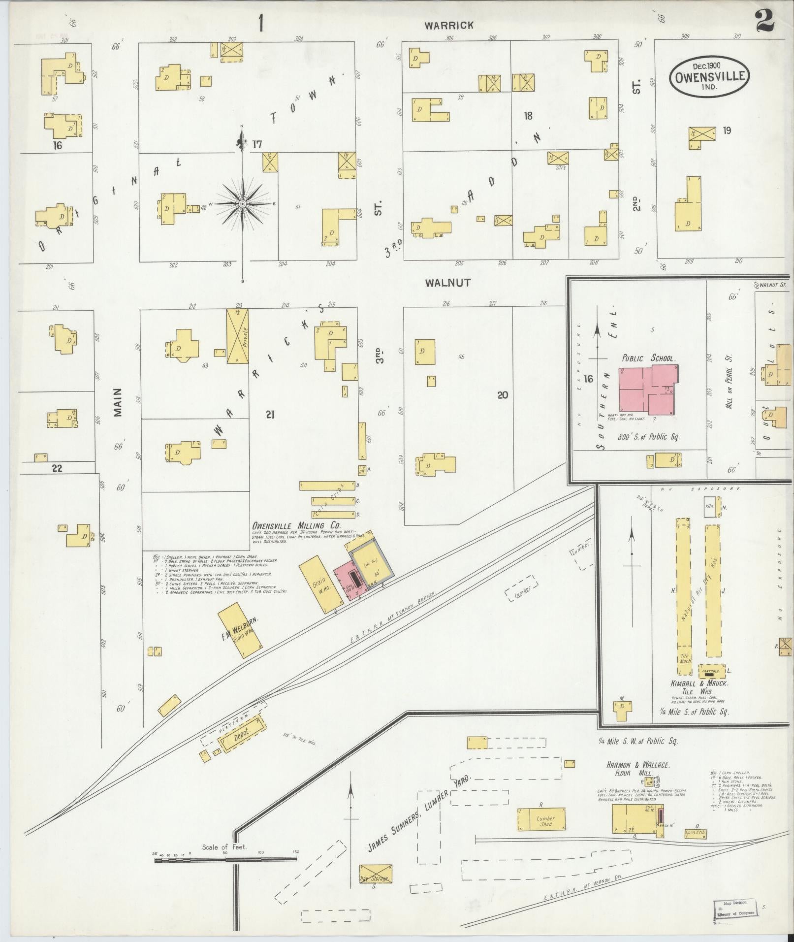 Sanborn Fire Insurance Map from Owensville, Gibson County, Indiana (1900), Sheet #0002 - Complete Map Set gallery image, historic Sanborn map, vintage wall art, Indiana Indiana