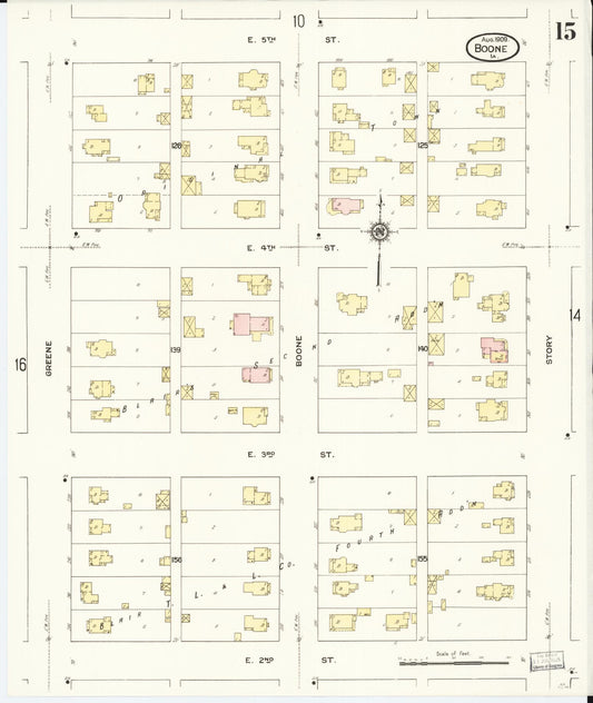 Sanborn Fire Insurance Map from Boone, Boone County, Iowa (1909), Sheet #0015 - Historic Sanborn Fire Insurance Map Print, vintage old map wall art