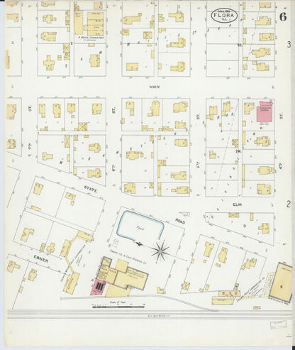 Sanborn Fire Insurance Map from Flora, Clay County, Illinois (1906), Sheet #0006 - Complete Map Set gallery image, historic Sanborn map, vintage wall art, Illinois Illinois