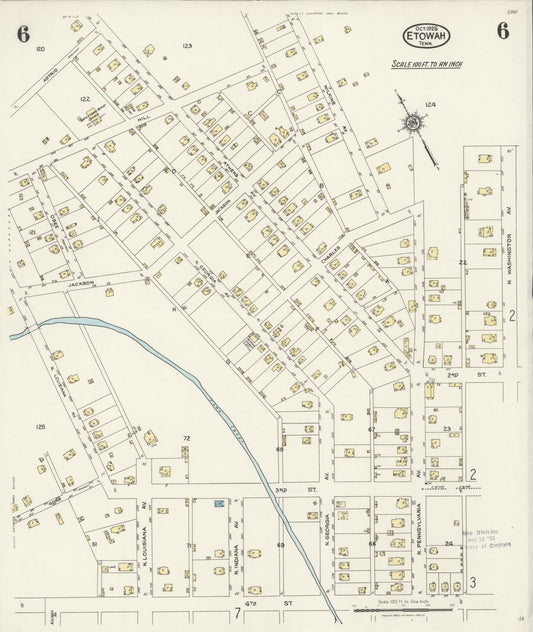 Sanborn Fire Insurance Map from Etowah, McMinn County, Tennessee (1925), Sheet #0006 - Historic Sanborn Fire Insurance Map Print, vintage old map wall art, antique decor, genealogy gift, Tennessee Tennessee map