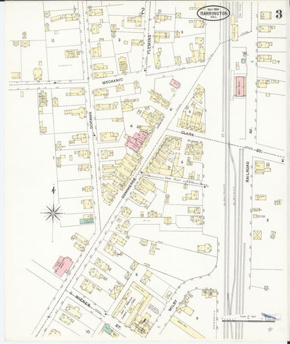 Sanborn Fire Insurance Map from Harrington, Kent County, Delaware (1904), Sheet #0003 - Complete Map Set gallery image, historic Sanborn map, vintage wall art, Delaware Delaware