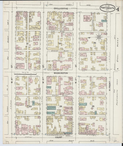 Sanborn Fire Insurance Map from Portsmouth, Scioto County, Ohio (1887), Sheet #0004 - Complete Map Set gallery image, historic Sanborn map, vintage wall art, Ohio Ohio
