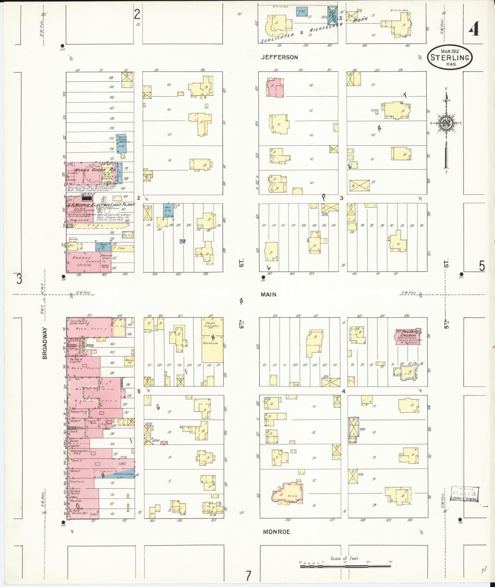 Sanborn Fire Insurance Map from Sterling, Rice County, Kansas (1912), Sheet #0004 - Historic Sanborn Fire Insurance Map Print, vintage old map wall art, antique decor, genealogy gift, Kansas Kansas map