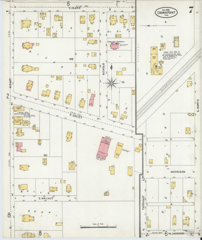 Sanborn Fire Insurance Map from Crown Point, Lake County, Indiana (1905), Sheet #0007 - Complete Map Set gallery image, historic Sanborn map, vintage wall art, Indiana Indiana