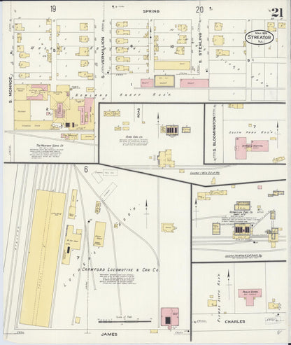 Sanborn Fire Insurance Map from Streator, La Salle County, Illinois (1909), Sheet #0021 - Complete Map Set gallery image, historic Sanborn map, vintage wall art, Illinois Illinois