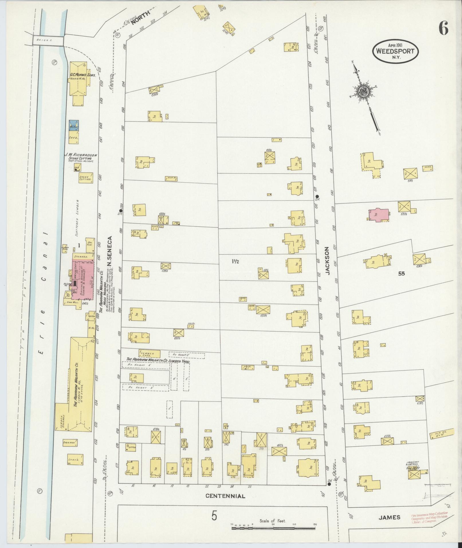 Sanborn Fire Insurance Map from Weedsport, Cayuga County, New York (1911), Sheet #0006 - Historic Sanborn Fire Insurance Map Print, vintage old map wall art, antique decor, genealogy gift, New York New York map