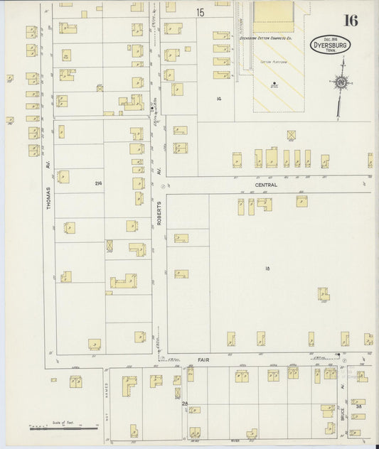 Sanborn Fire Insurance Map from Dyersburg, Dyer County, Tennessee (1914), Sheet #0016 - Historic Sanborn Fire Insurance Map Print, vintage old map wall art, antique decor, genealogy gift, Tennessee Tennessee map