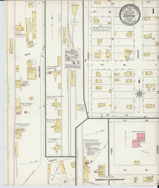 Sanborn Fire Insurance Map from Groton, Brown County, South Dakota (1904), Sheet #0001 - Historic Sanborn Fire Insurance Map Print, vintage old map wall art, antique decor, genealogy gift, South Dakota South Dakota map