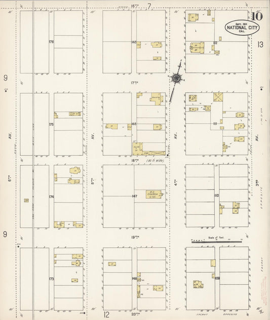 Sanborn Fire Insurance Map from National City, San Diego County, California (1911), Sheet #0010 - Historic Sanborn Fire Insurance Map Print, vintage old map wall art, antique decor, genealogy gift, California California map