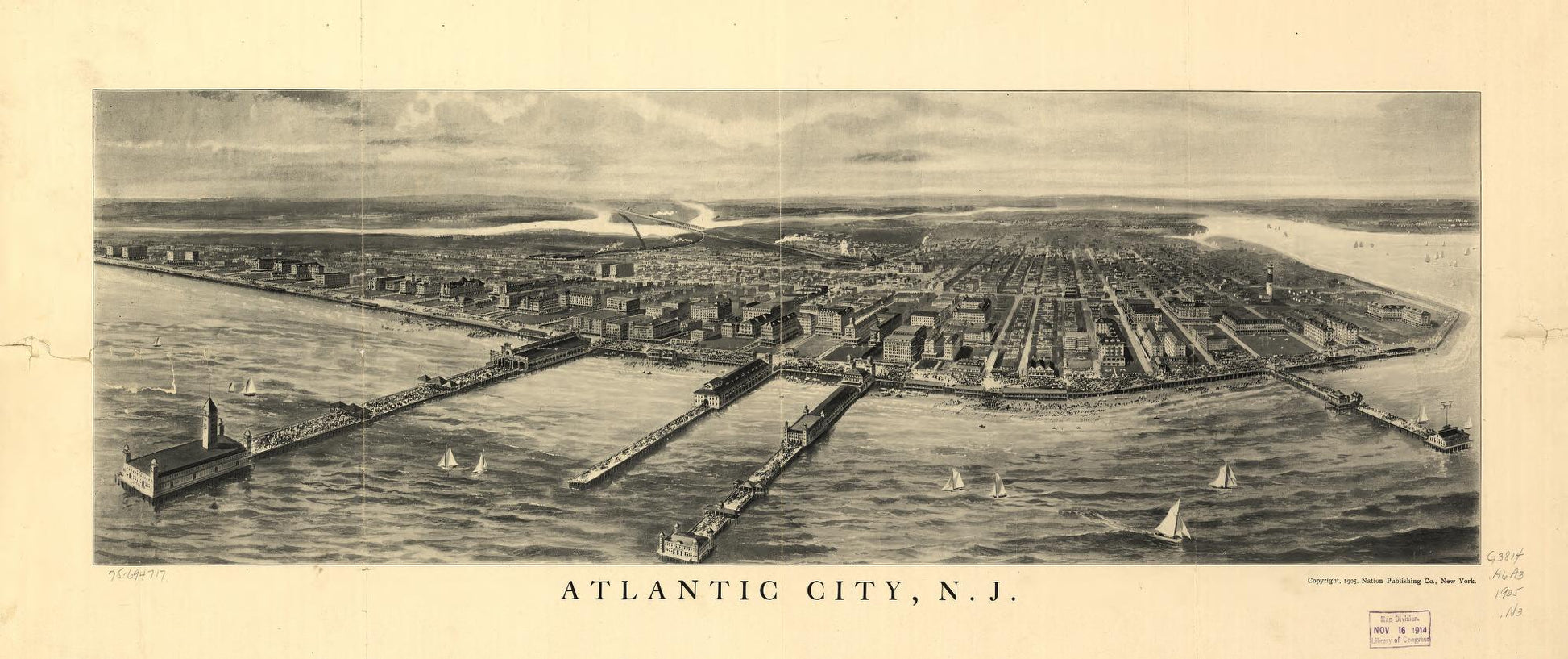 Atlantic City, N.J. (1905) – Historic Bird’s-Eye View Panorama Print