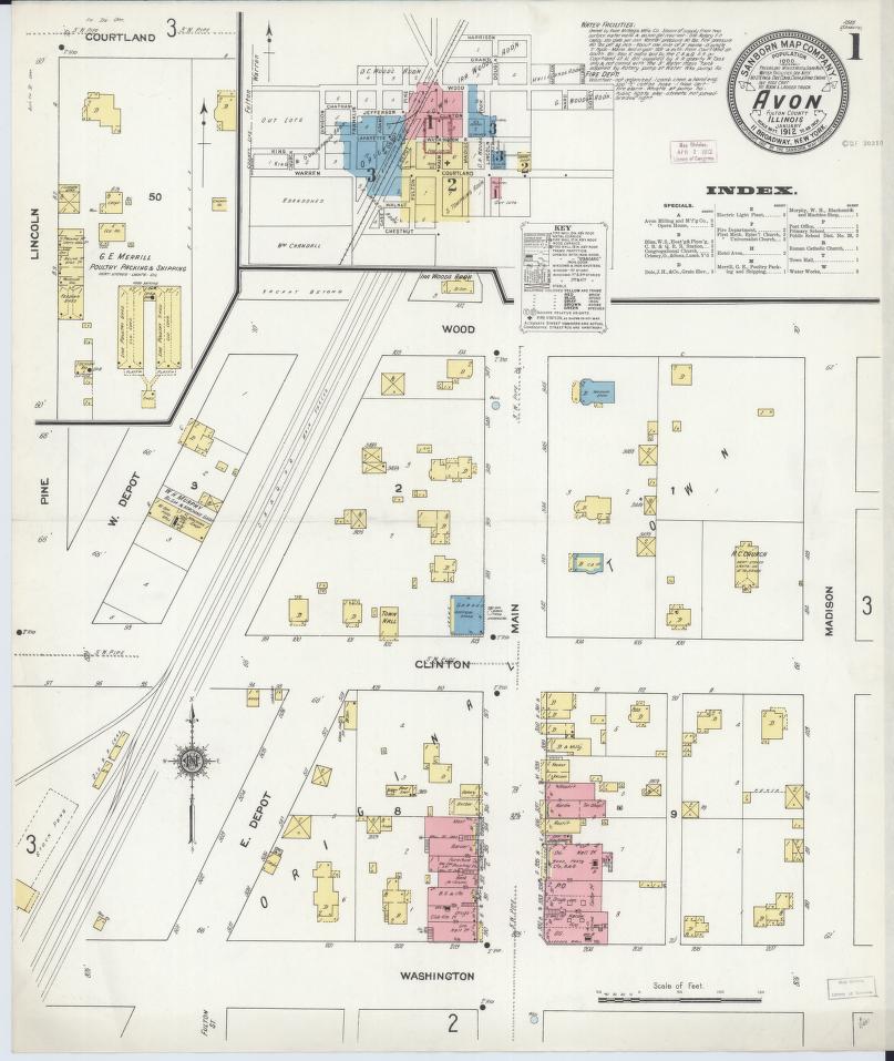 Sanborn Fire Insurance Map from Avon, Fulton County, Illinois. (1912) – Map View