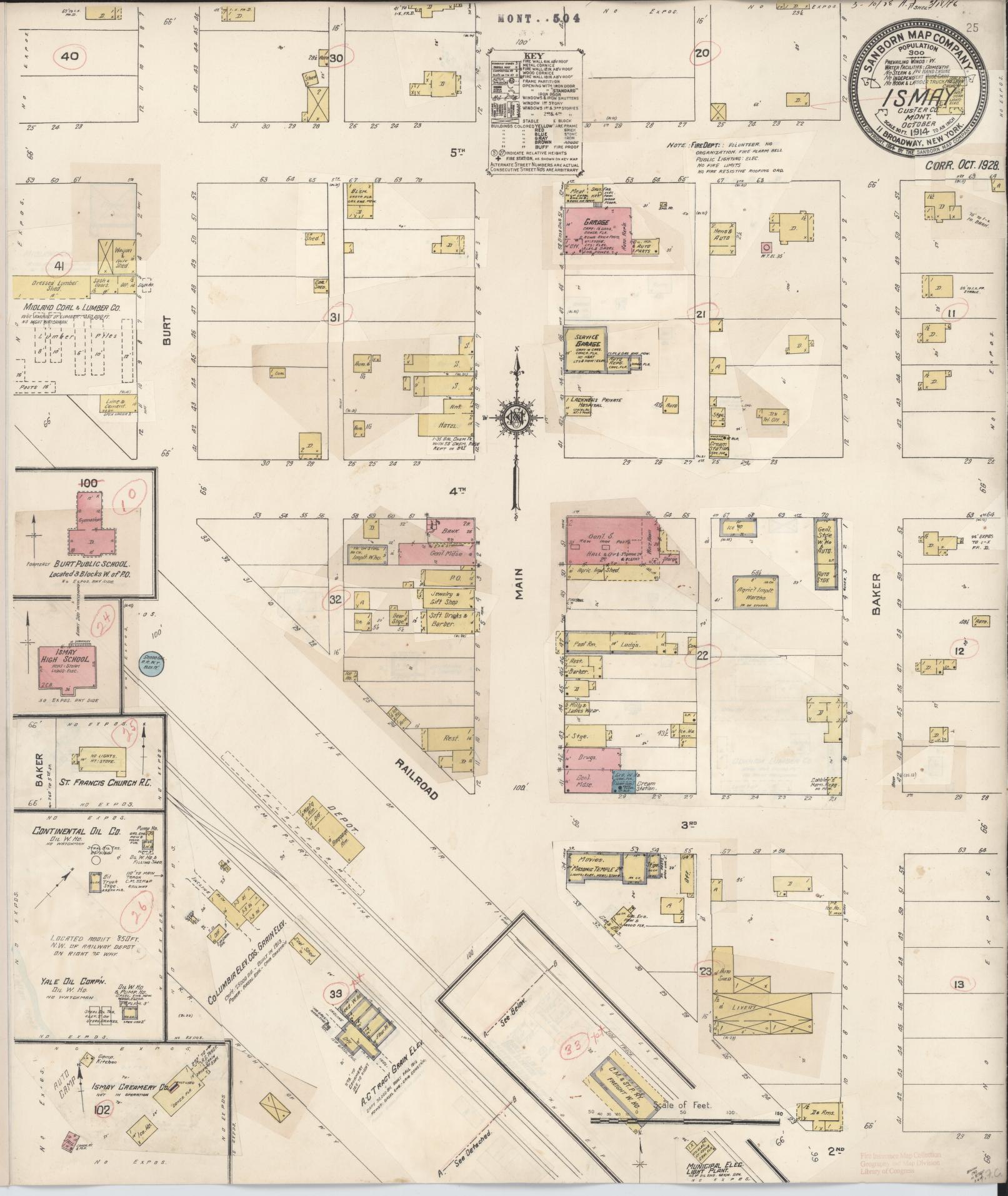 Sanborn Fire Insurance Map from Ismay, Custer County, Montana (1928), Sheet #0001 - Historic Sanborn Fire Insurance Map Print, vintage old map wall art, antique decor, genealogy gift, Montana Montana map