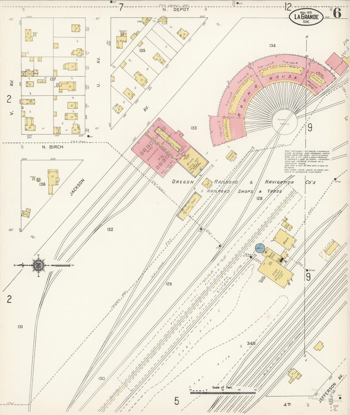 Sanborn Fire Insurance Map from La Grande, Union County, Oregon (1910), Sheet #0006 - Complete Map Set gallery image, historic Sanborn map, vintage wall art, Oregon Oregon