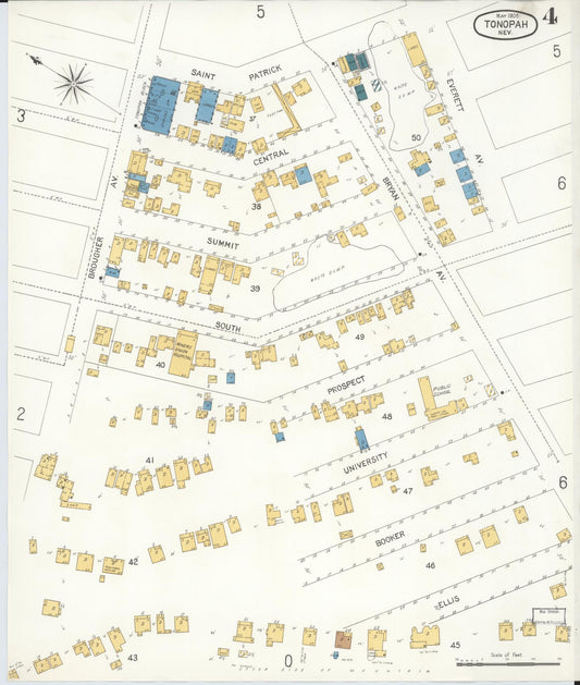 Sanborn Fire Insurance Map from Tonopah, Nye County, Nevada (1906), Sheet #0004 - Historic Sanborn Fire Insurance Map Print, vintage old map wall art, antique decor, genealogy gift, Nevada Nevada map