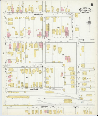 Sanborn Fire Insurance Map from Shelbyville, Shelby County, Kentucky (1916), Sheet #0008 - Complete Map Set gallery image, historic Sanborn map, vintage wall art, Kentucky Kentucky