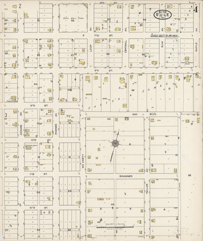 Sanborn Fire Insurance Map from Rule, Haskell County, Texas (1922), Sheet #0004 - Complete Map Set gallery image, historic Sanborn map, vintage wall art, Texas Texas
