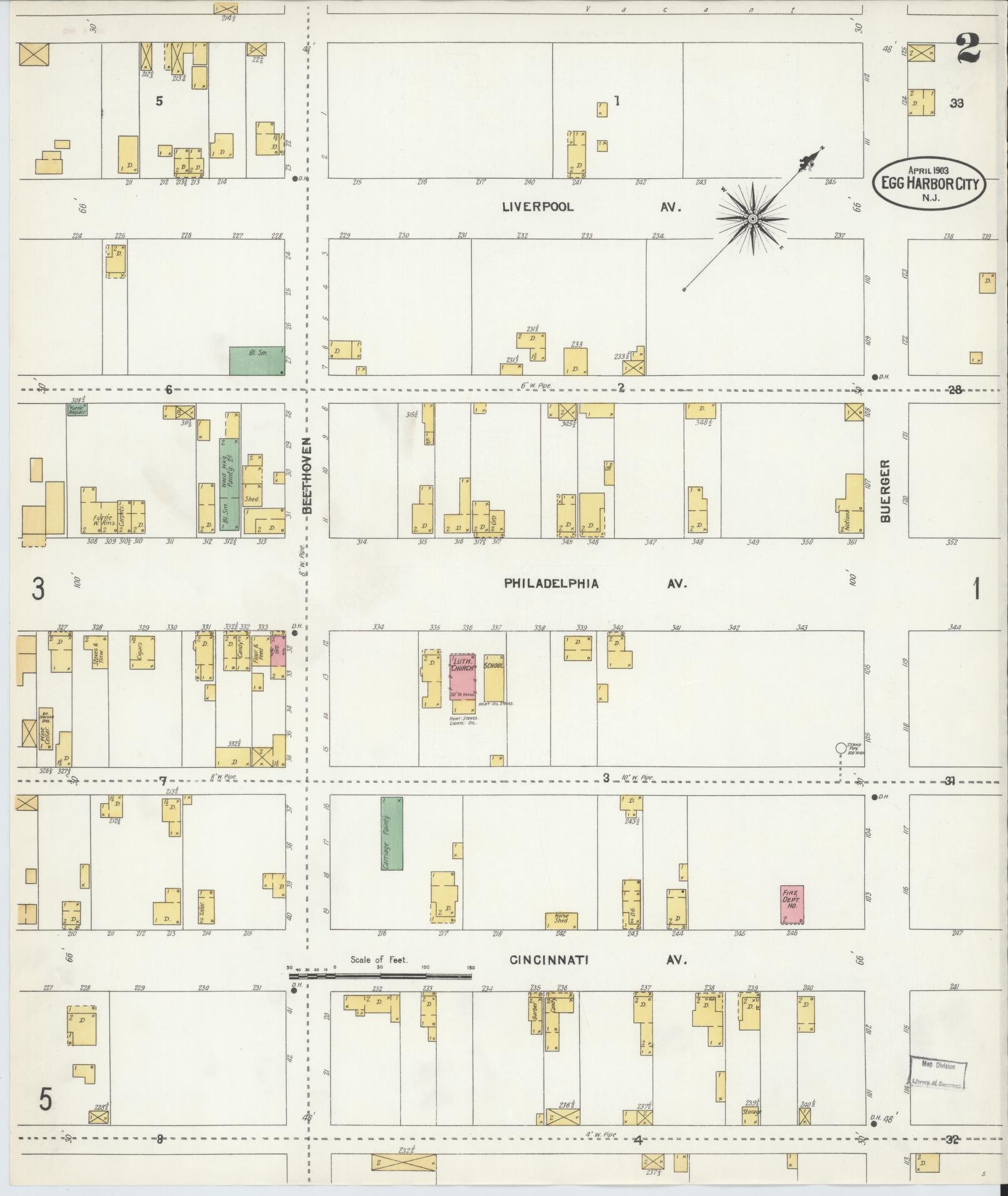 Sanborn Fire Insurance Map from Egg Harbor City, Atlantic County, New Jersey (1903), Sheet #0002 - Complete Map Set gallery image, historic Sanborn map, vintage wall art, New Jersey New Jersey