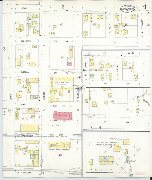 Sanborn Fire Insurance Map from Carson City, Carson City County, Nevada (1941), Sheet #0004 - Historic Sanborn Fire Insurance Map Print, vintage old map wall art, antique decor, genealogy gift, Nevada Nevada map