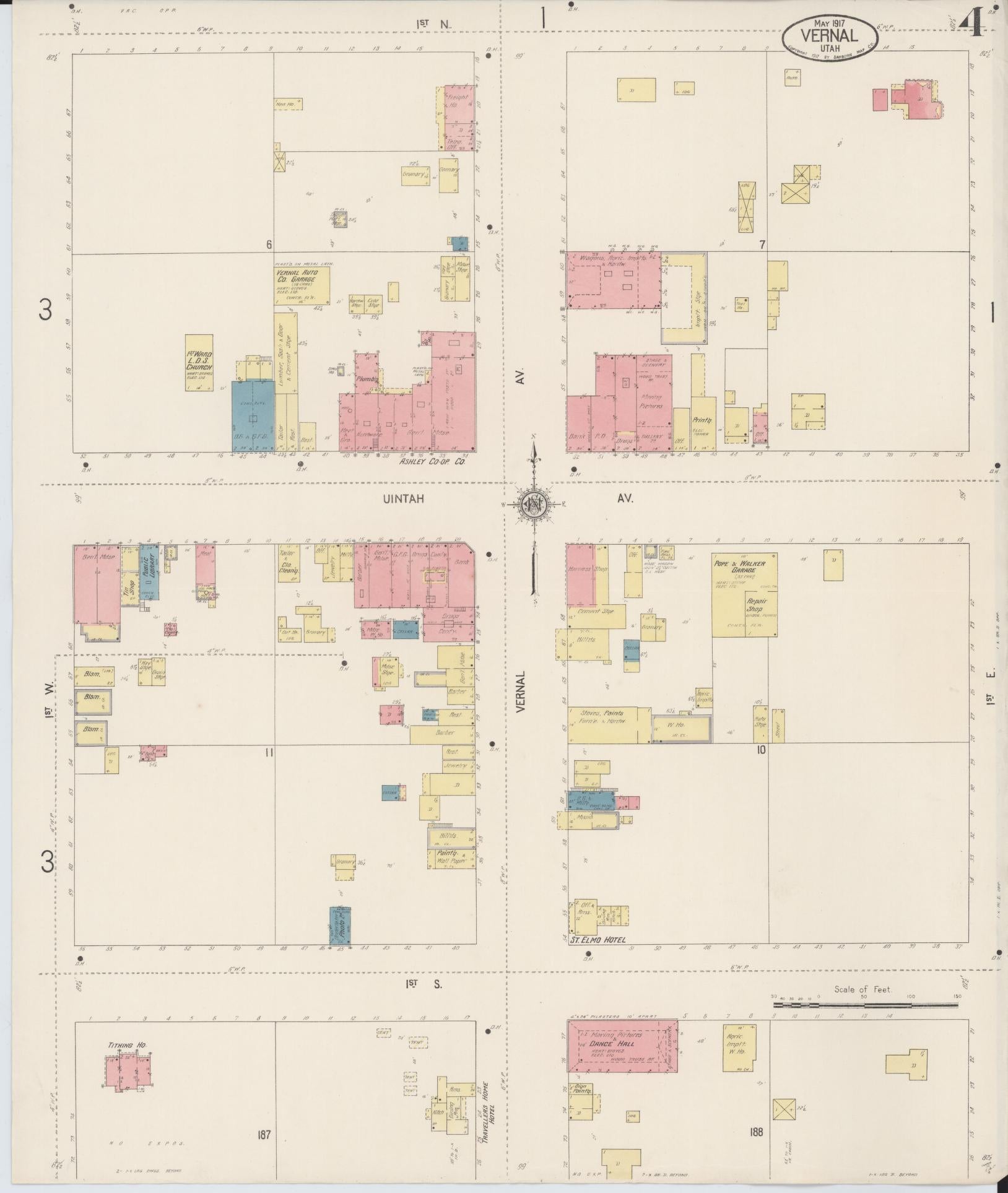 Sanborn Fire Insurance Map from Vernal, Uintah County, Utah (1917), Sheet #0004 - Complete Map Set gallery image, historic Sanborn map, vintage wall art, Utah Utah