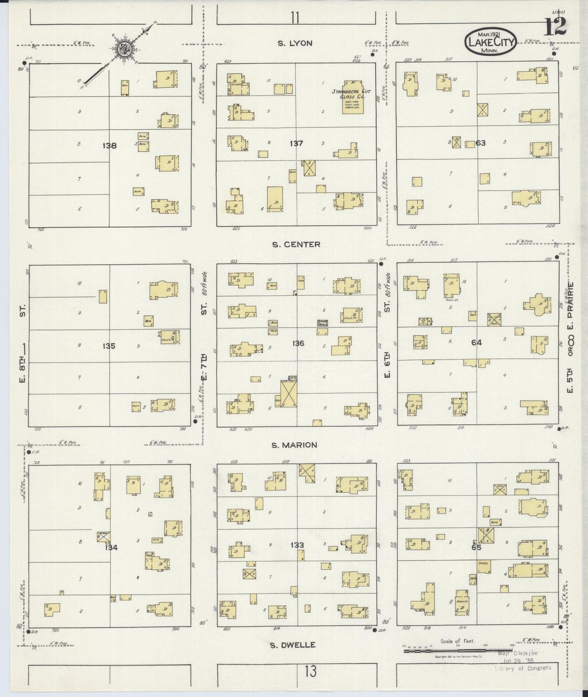 Sanborn Fire Insurance Map from Lake City, Wabasha County, Minnesota (1921), Sheet #0012 - Complete Map Set gallery image, historic Sanborn map, vintage wall art, Minnesota Minnesota