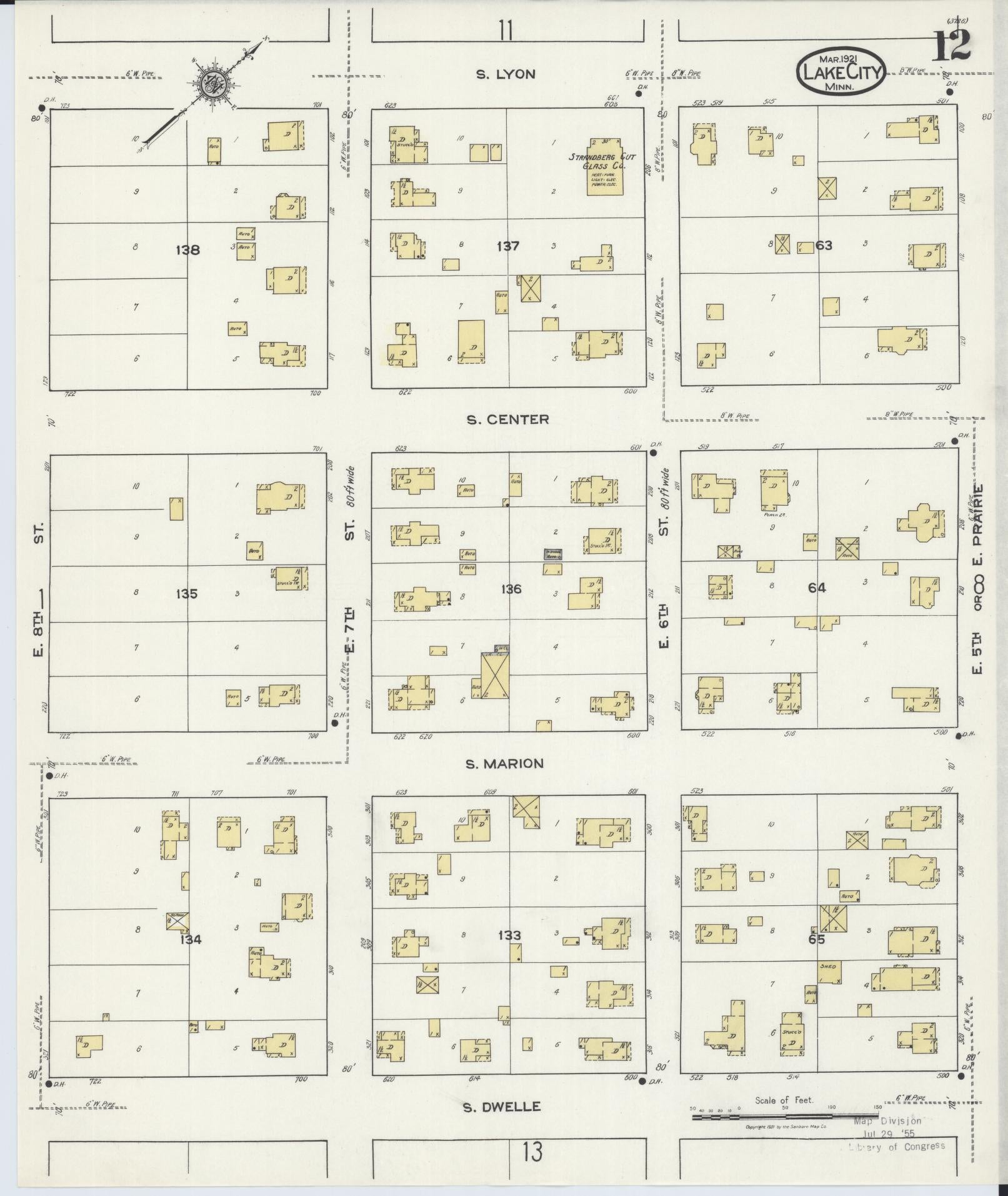 Sanborn Fire Insurance Map from Lake City, Wabasha County, Minnesota (1921), Sheet #0012 - Complete Map Set gallery image, historic Sanborn map, vintage wall art, Minnesota Minnesota