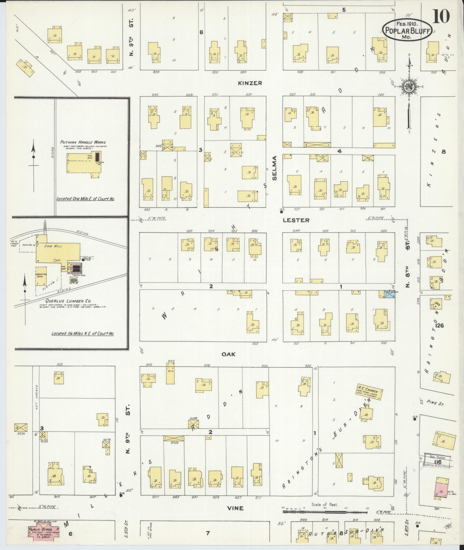 Sanborn Fire Insurance Map from Poplar Bluff, Butler County, Missouri (1910), Sheet #0010 - Complete Map Set gallery image, historic Sanborn map, vintage wall art, Missouri Missouri
