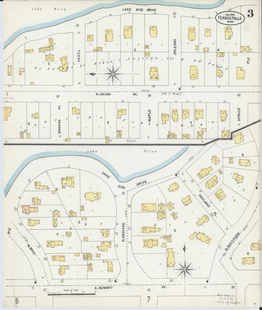 Sanborn Fire Insurance Map from Fergus Falls, Otter Tail County, Minnesota (1903), Sheet #0003 - Historic Sanborn Fire Insurance Map Print, vintage old map wall art, antique decor, genealogy gift, Minnesota Minnesota map