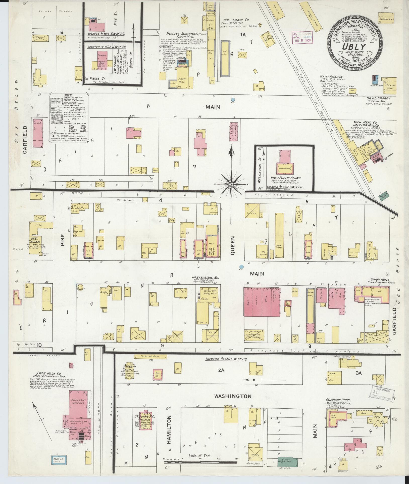 Sanborn Fire Insurance Map from Ubly, Huron County, Michigan. (1909) – Historic Sanborn Fire Insurance Map Print