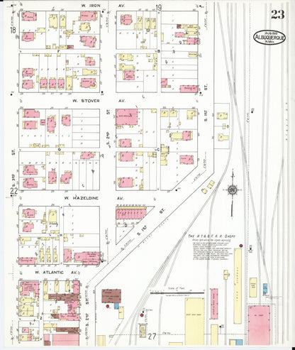 Sanborn Fire Insurance Map from Albuquerque, Bernalillo County, New Mexico (1919), Sheet #0023 - Complete Map Set gallery image, historic Sanborn map, vintage wall art, New Mexico New Mexico