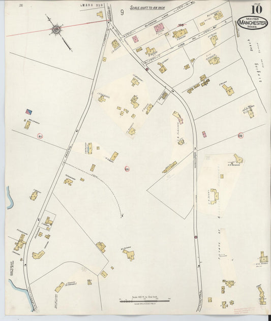 Sanborn Fire Insurance Map from Manchester, Essex County, Massachusetts (1941), Sheet #0010 - Historic Sanborn Fire Insurance Map Print, vintage old map wall art, antique decor, genealogy gift, Massachusetts Massachusetts map