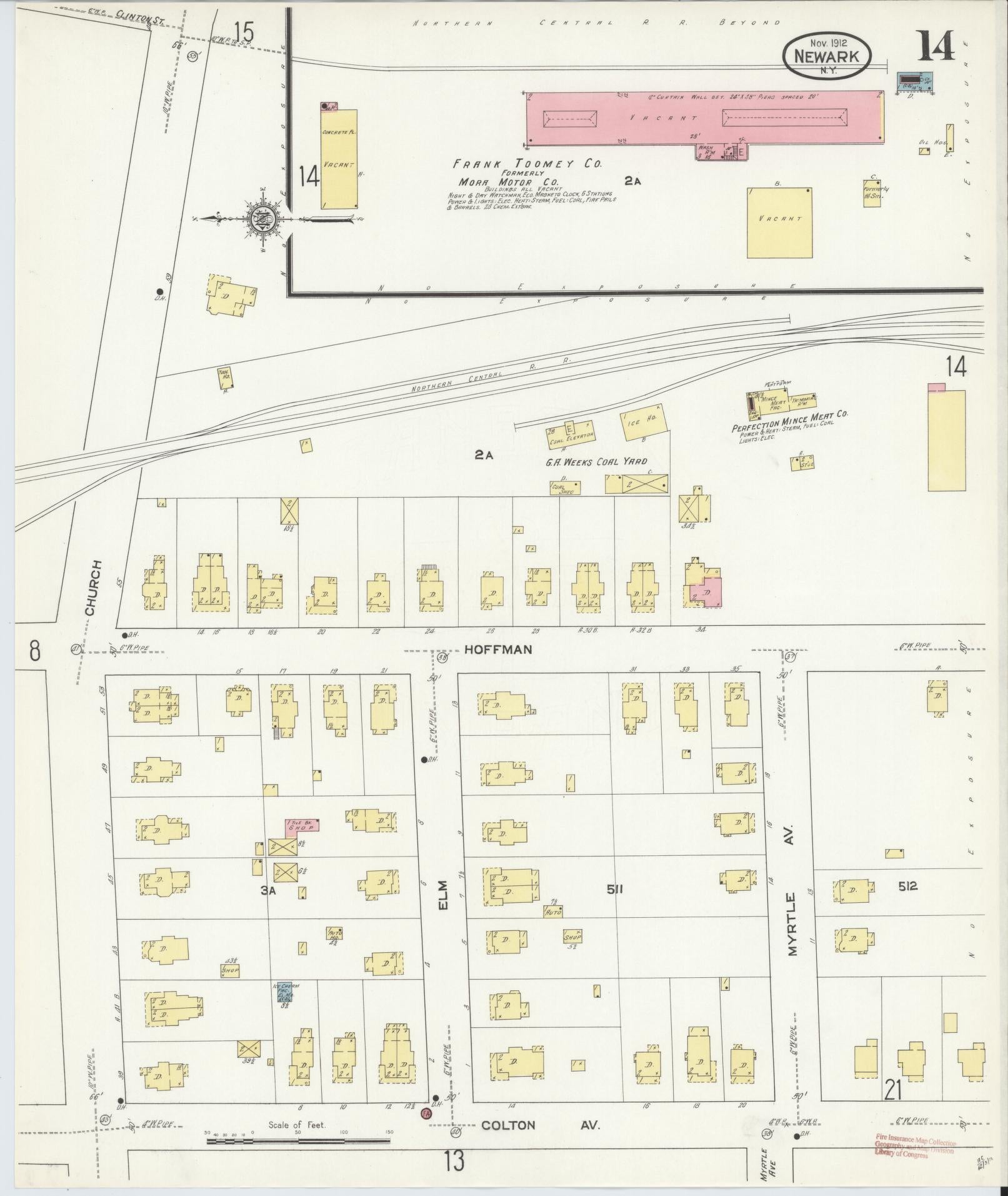 Sanborn Fire Insurance Map from Newark, Wayne County, New York (1912), Sheet #0014 - Complete Map Set gallery image, historic Sanborn map, vintage wall art, New York New York