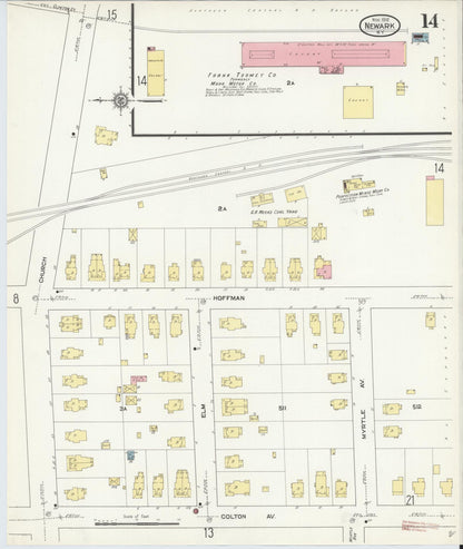 Sanborn Fire Insurance Map from Newark, Wayne County, New York (1912), Sheet #0014 - Complete Map Set gallery image, historic Sanborn map, vintage wall art, New York New York