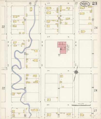 Sanborn Fire Insurance Map from Kalispell, Flathead County, Montana (1910), Sheet #0023 - Complete Map Set gallery image, historic Sanborn map, vintage wall art, Montana Montana