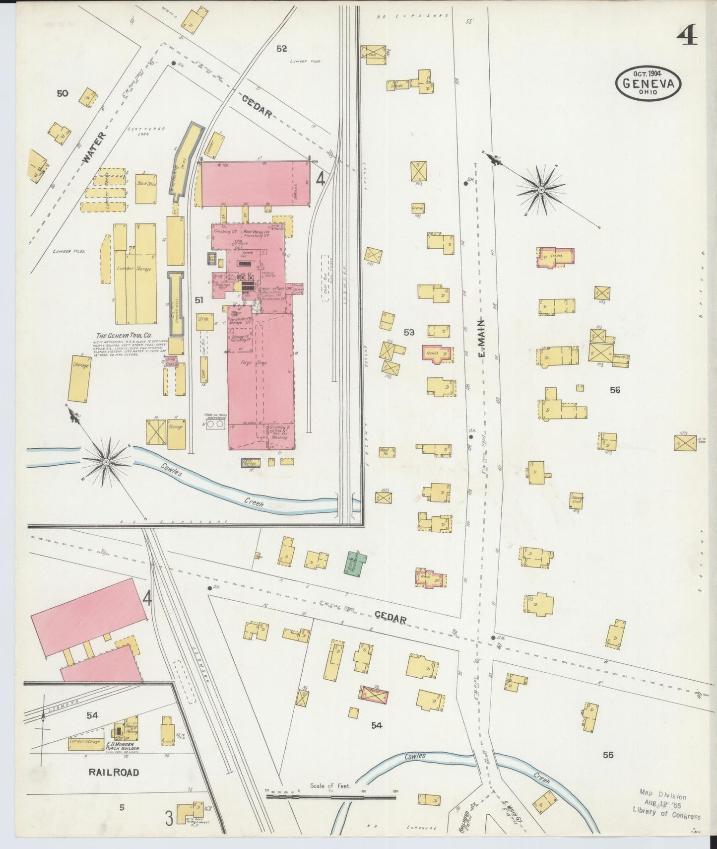 Sanborn Fire Insurance Map from Geneva, Ashtabula County, Ohio (1904), Sheet #0004 - Complete Map Set gallery image, historic Sanborn map, vintage wall art, Ohio Ohio