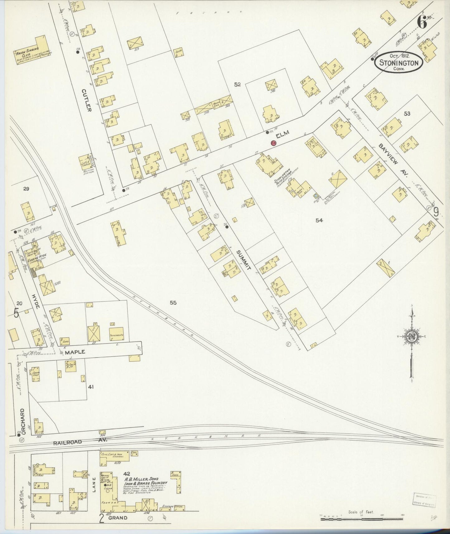 Sanborn Fire Insurance Map from Stonington, New London County, Connecticut (1912), Sheet #0006 - Complete Map Set gallery image, historic Sanborn map, vintage wall art, Connecticut Connecticut