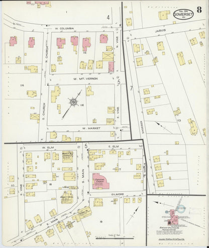 Sanborn Fire Insurance Map from Somerset, Pulaski County, Kentucky (1914), Sheet #0008 - Complete Map Set gallery image, historic Sanborn map, vintage wall art, Kentucky Kentucky