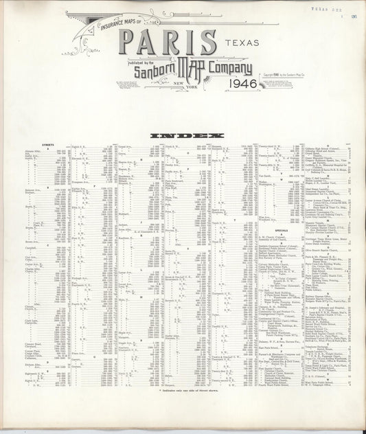 Sanborn Fire Insurance Map from Paris, Lamar County, Texas (1950), Sheet #0001 - Historic Sanborn Fire Insurance Map Print, vintage old map wall art, antique decor, genealogy gift, Texas Texas map