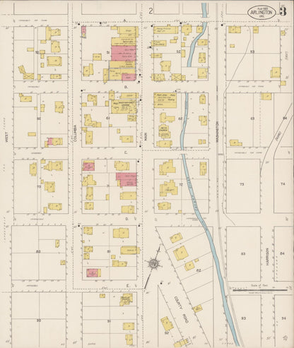 Sanborn Fire Insurance Map from Arlington, Gilliam County, Oregon (1922), Sheet #0003 - Complete Map Set gallery image, historic Sanborn map, vintage wall art, Oregon Oregon