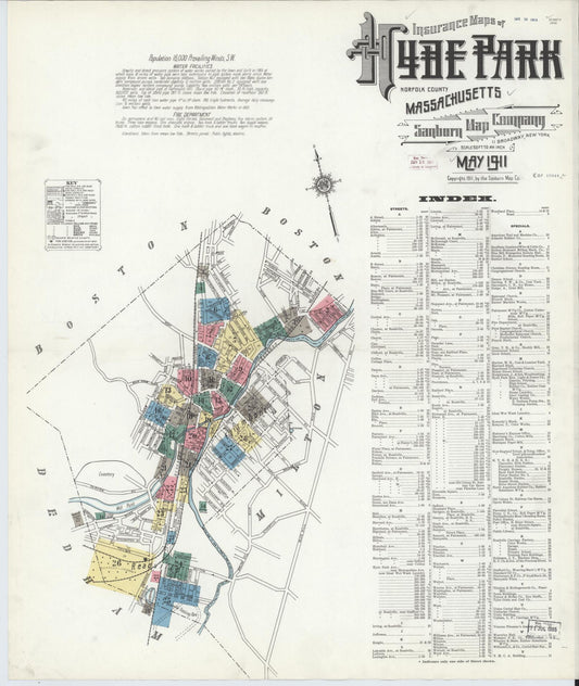 Sanborn Fire Insurance Map from Hyde Park, Norfolk County, Massachusetts. (1911) – Historic Sanborn Fire Insurance Map Print