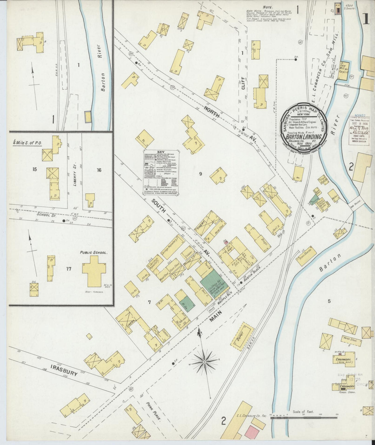 Sanborn Fire Insurance Map from Barton Landing, Orleans County, Vermont (1900), Sheet #0001 - Complete Map Set gallery image, historic Sanborn map, vintage wall art, Vermont Vermont