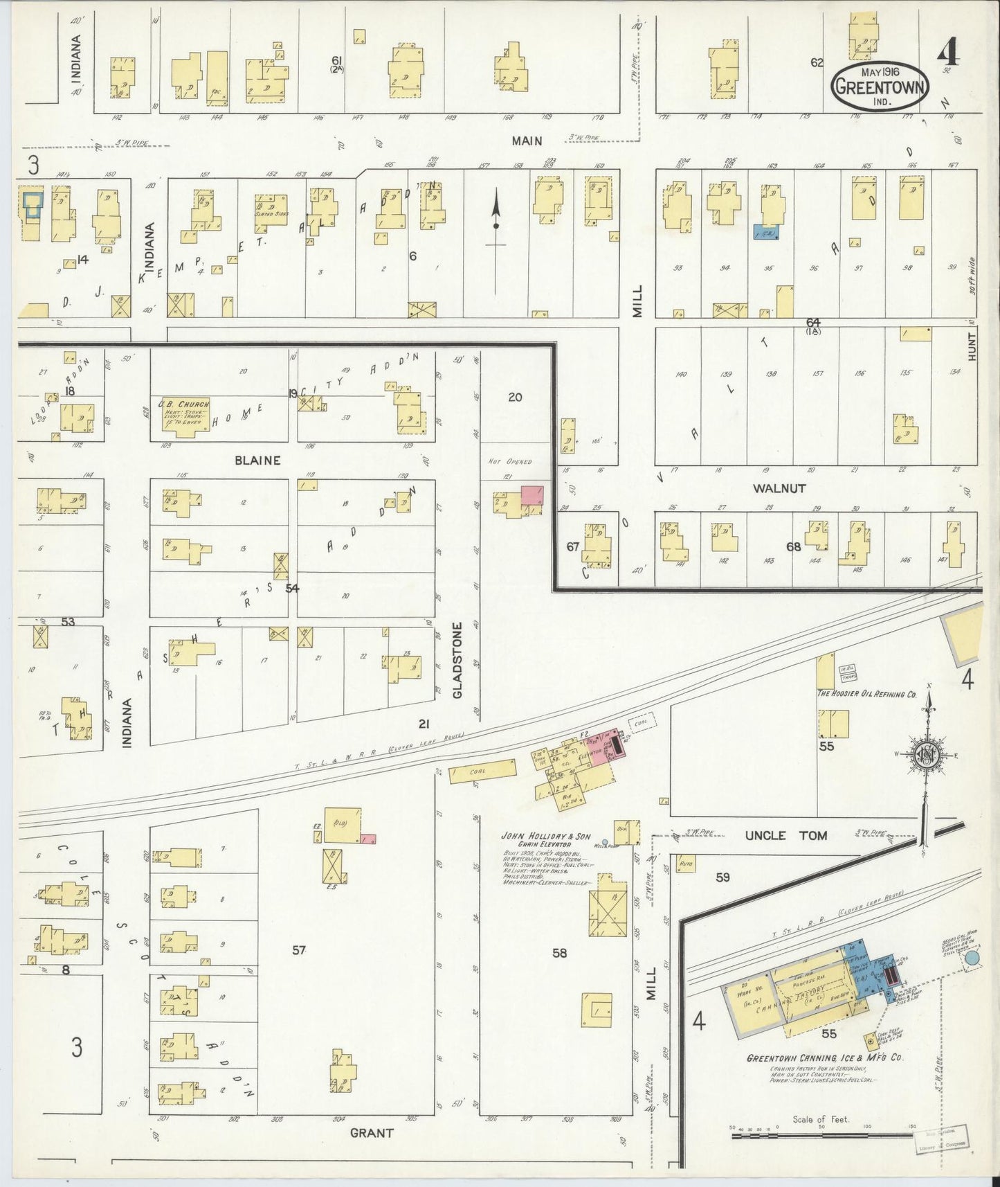 Sanborn Fire Insurance Map from Greentown, Howard County, Indiana (1916), Sheet #0004 - Complete Map Set gallery image, historic Sanborn map, vintage wall art, Indiana Indiana