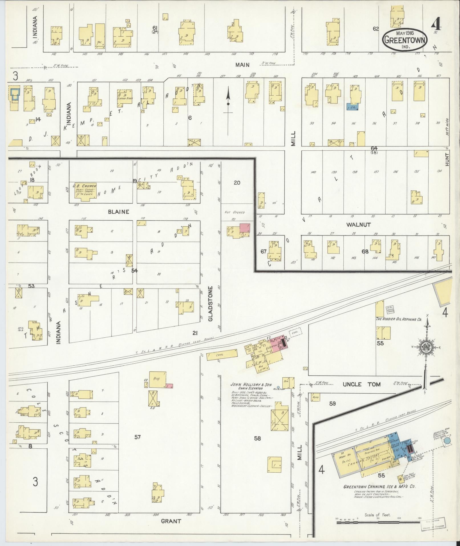 Sanborn Fire Insurance Map from Greentown, Howard County, Indiana (1916), Sheet #0004 - Complete Map Set gallery image, historic Sanborn map, vintage wall art, Indiana Indiana