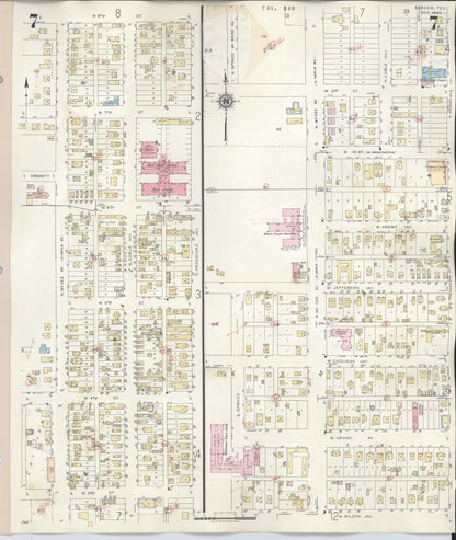Sanborn Fire Insurance Map from Borger, Hutchinson County, Texas (1950), Sheet #0007 - Historic Sanborn Fire Insurance Map Print, vintage old map wall art, antique decor, genealogy gift, Texas Texas map