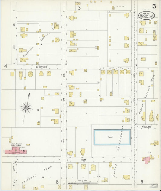Sanborn Fire Insurance Map from Boonville, Warrick County, Indiana (1907), Sheet #0005 - Historic Sanborn Fire Insurance Map Print, vintage old map wall art, antique decor, genealogy gift, Indiana Indiana map