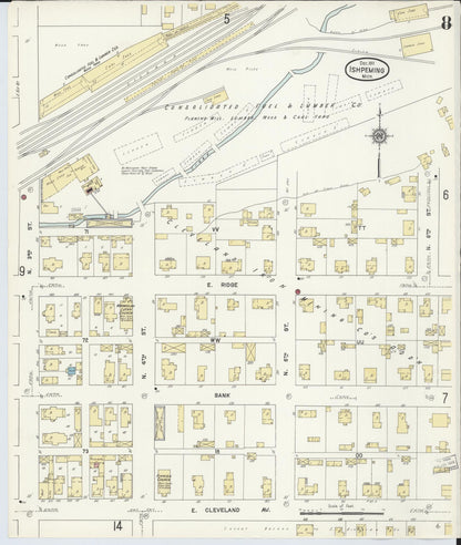 Sanborn Fire Insurance Map from Ishpeming, Marquette County, Michigan (1911), Sheet #0008 - Complete Map Set gallery image, historic Sanborn map, vintage wall art, Michigan Michigan