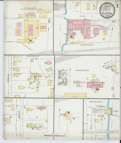 Sanborn Fire Insurance Map from Willoughby, Lake County, Ohio (1893), Sheet #0001 - Historic Sanborn Fire Insurance Map Print, vintage old map wall art, antique decor, genealogy gift, Ohio Ohio map