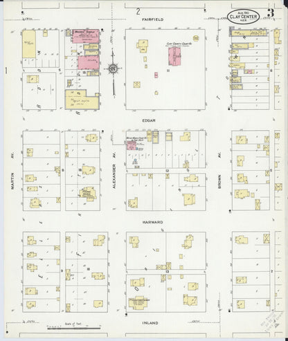 Sanborn Fire Insurance Map from Clay Center, Clay County, Nebraska (1910), Sheet #0003 - Complete Map Set gallery image, historic Sanborn map, vintage wall art, Nebraska Nebraska