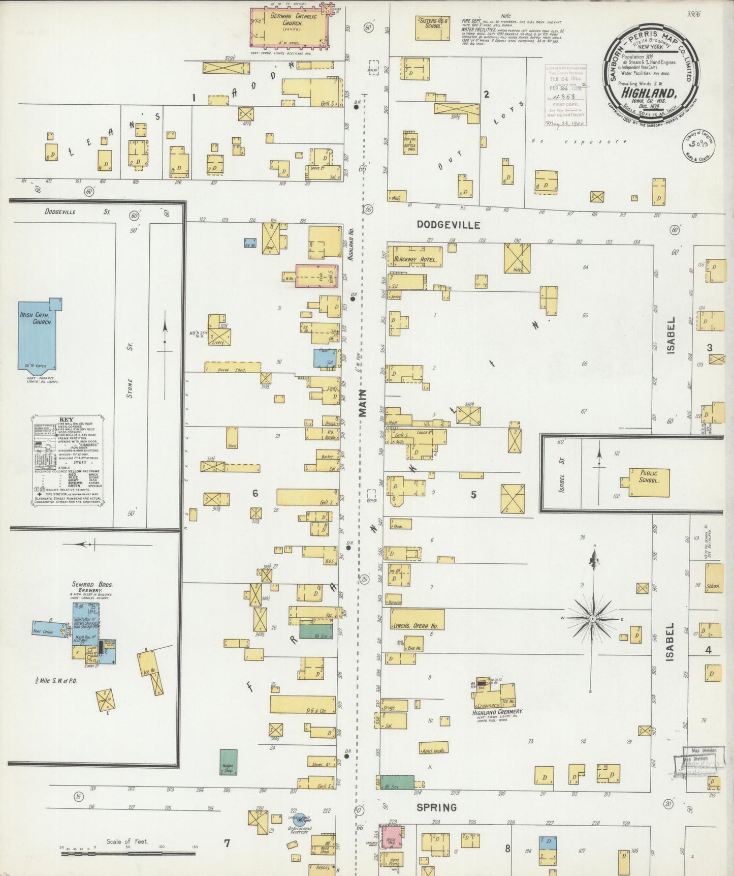 Sanborn Fire Insurance Map from Highland, Iowa County, Wisconsin (1899), Sheet #0001 - Historic Sanborn Fire Insurance Map Print, vintage old map wall art, antique decor, genealogy gift, Wisconsin Wisconsin map